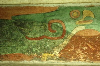 Mexiko, Mexico City, Teotihuacan (1:a århundradet e.Kr.), Jaguartemplet, fresk av papegojan av Unbekannt