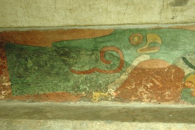 Mexiko, Mexico City, Teotihuacan (1:a århundradet e.Kr.), Jaguartemplet, fresk av papegojan av Unbekannt