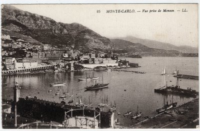 Monte Carlo (Monte-Carlo): Utsikt över staden från Monaco - Vykort från slutet av 1800- och 1900-talet av William M. Timlin