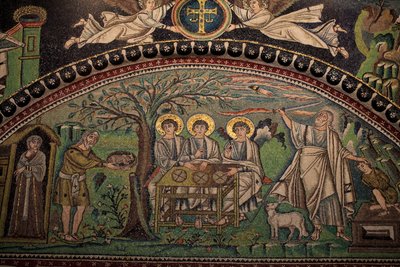 Mosaik från Gamla testamentet "Isaks offer". Basilikan San Vitale. 600-talet, Ravenna, Italien. UNESCO av Unbekannt