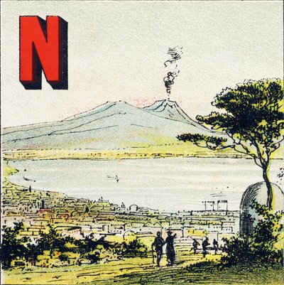 N: Napoli. Magnifik stad, belägen i södra Italien - Gravyr extraherad från det geografiska alfabetet. Guerin-Muller et Cie, förlag, Paris av Unbekannt
