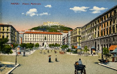 Neapel Piazza Municipio, tidigt 1900-tal (vykort) av Unbekannter Künstler