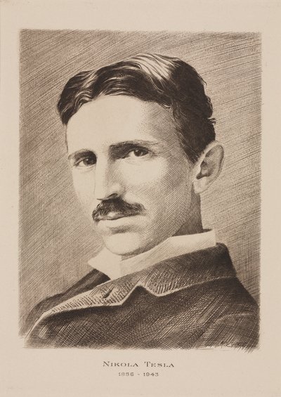 Nikola Tesla, kroatisk född serbisk ingenjör, fysiker och uppfinnare, c 1885 av Unbekannt