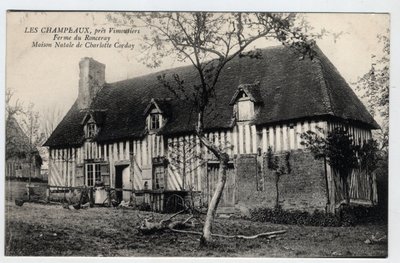 Normandie, Orne (61), Les Champeaux: utsikt över gården Ronceray, hemma hos Charlotte Corday (1768-1793) - Vykort sent 1800-tidigt 1900-tal av William M. Timlin