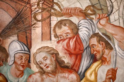 Our Lady of the Assumption of Cordon Church. Fresk. Kristi flagellation. Frankrike. Frankrike. av Unbekannter Künstler