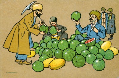 Gamla Tbilisi: Vattenmelonförsäljare av Unbekannter Künstler