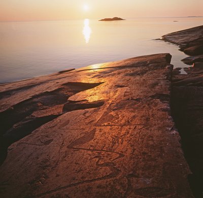 Onego hällristningar som visar svanar (foto) av Unbekannt