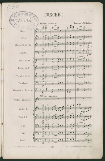 Paganini violinkonsert nr 1, op 6 av Unbekannter Künstler