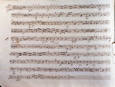 Sida med partitur av en Sinfonia concertante av Pleyel av Unbekannter Künstler