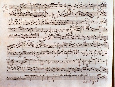 Sida med partitur av en Sinfonia concertante av Pleyel av Unbekannter Künstler