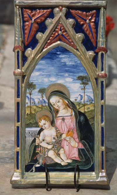 Målade keramiska plattor föreställande Madonna och barn, Gualdo Tadino, Umbrien, Italien av William M. Timlin