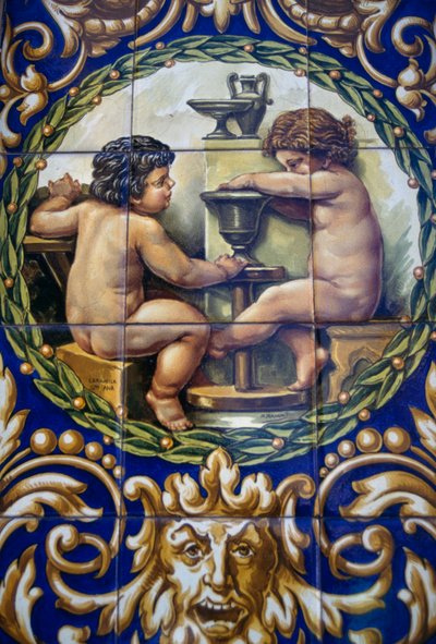 Målad handgjord keramikbutik, Triana-distriktet, Sevilla, Spanien av William M. Timlin