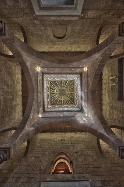 Palermo, Kungliga palatset eller Palazzo dei Normanni (Normandernas palats), Joharia Tower, Winds Room: träkusp med vindarnas ros (Kompassrosen) i centrum Zenithalvy av Unbekannter Künstler