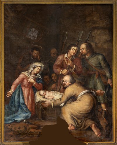 Församlingskyrka (Schendelbeke, församlingskyrka Sint-Amandus). Målning. av Unbekannter Künstler