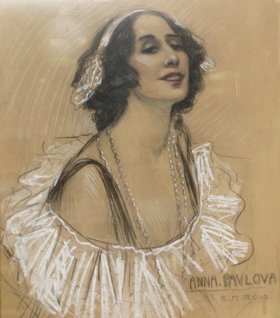 Pastellteckning av den ryska balettdansösen Anna Pavlova på London Jewish Cultural Centre, London, Storbritannien. av Unbekannt