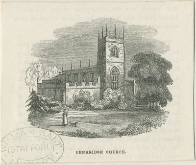 Penkridge Church: träsnittsgravyr och [?1800-talet] av Unbekannt