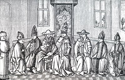 Eremiten Peter, påven Urban II och Simeon Patriark av Jerusalem. av Unbekannt