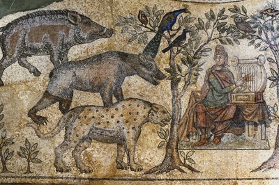 Picardie 073 - Laon - Föreningarnas hus - Roman Mosaic of Blanzy - "Orphee charm the animals" av Unbekannt