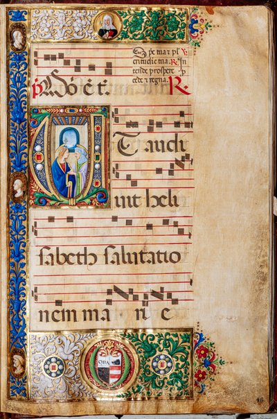 Piccolomini bibliotek: Körbok, torsk. 14.P., ff. 46r med "St. Elizabeth, av Giovanni di Giuliano Boccardi, känd som Boccardino den äldre. av Unbekannter Künstler