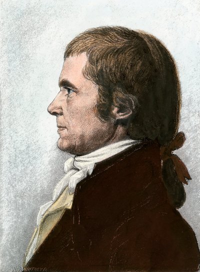 Porträtt av John Marshall (1755-1835), amerikansk advokat och statsman, president i USA:s högsta domstol. Litografi, 1800-tal, efter en målning av Charles Fevret de Saint Memin (1770-1852). av Unbekannter Künstler