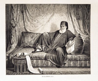 Porträtt av Mehemet Ali (1769-1849) vice kung av Egypten Illustration från Atlas of Egypt av Unknown
