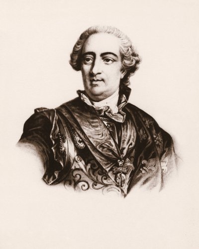 Porträtt av Frankrikes kung Ludvig XV (1710-1774) Gravyr från 1800-talet av Unbekannter Künstler