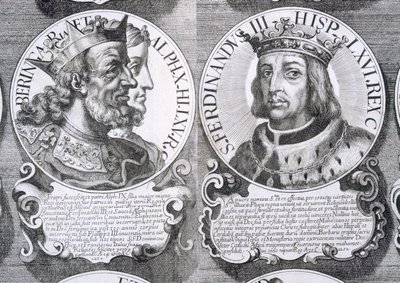 Porträtt av Berengaria av Kastilien och Ferdinand III av Kastilien (litho) av Unbekannt