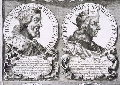 Porträtt av Chindasuinth och Recceswinth (litho) av Unbekannt