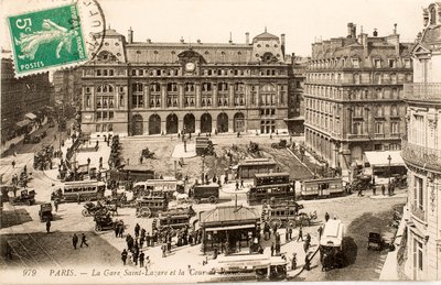 Vykort/Gare Saint Lazare/Paris/Seine/Ile de France/Frankrike av William M. Timlin