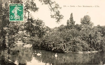 Vykort/Parc Montsouris/Paris/Seine/Ile de France/Frankrike av William M. Timlin