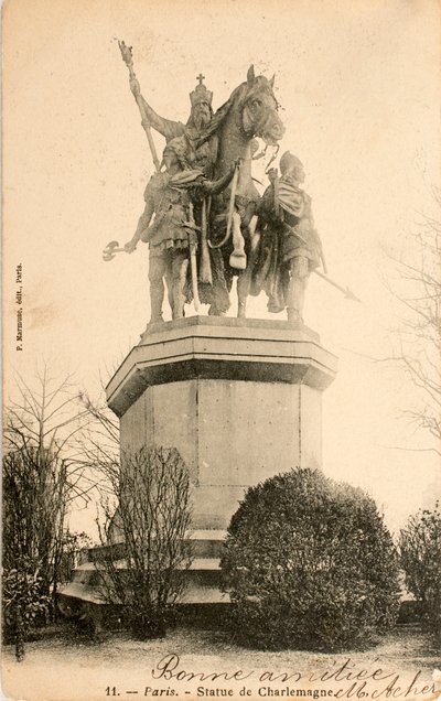 Vykort/Staty av Karl den Store/Paris/Seine/Ile de France/Frankrike av William M. Timlin