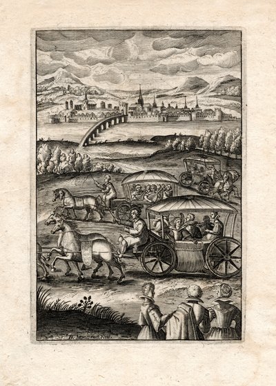 Procession med lutenister, Paris, ca 1650 (gravyr) av Unbekannter Künstler