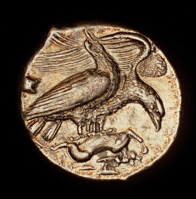 Sällsynt antikt grekiskt mynt, Silver Drachma, Agrigentum, Örn med Hare c 410 BC (foto) av Unbekannter Künstler