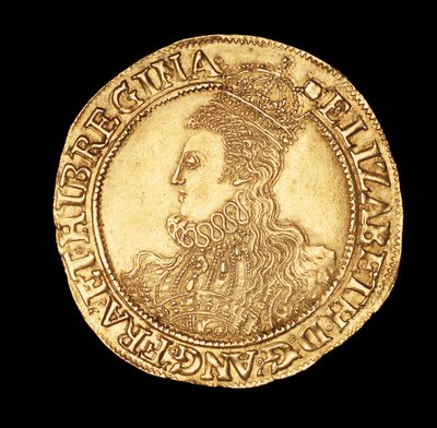 Sällsynt engelskt mynt, porträtt av drottning Elizabeth I, guldpund av Unbekannter Künstler