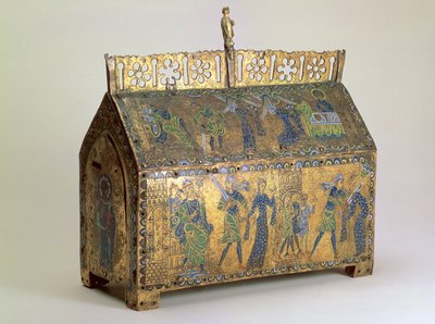 Relikskista med scener ur den heliga Valerias liv, Limoges, ca 1175 (trä, kopparförgylld och emalj) av Unbekannt