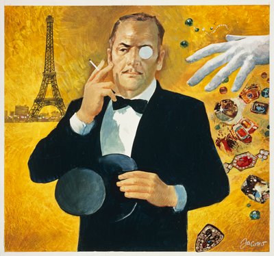 Representation av Arsene Lupin, gentleman inbrottstjuv, Maurice Leblanc karaktär - Stockillustration av 