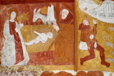 Romansk konst: S:ta Katarinas kapell, Voute i vaggan, Kristi barndom, Passionen, Yttersta domen och Kristus i majestätet. Fresker i kyrkan Notre Dame d