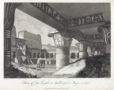 Ruinerna av templet Apollinopolis Magna vid Edfu (nuvarande Tell El Balamoun, Egypten) (ursprungligen ett tempel tillägnat Horus, byggt mellan 237 och 57 f.Kr.) av Unbekannt