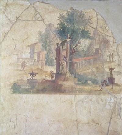 Sakro-idylliskt landskap, från Agrippas villa vid Boscoreale, århundrade e.Kr. (fresk) av Unbekannt