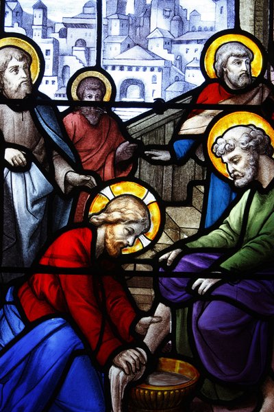Saint Aignan Church Jesus tvättar fötterna på sina lärjungar, Chartres, Frankrike av Unbekannt