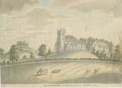 Sandons kyrka och prästgård: akvarellmålning, 1797 av Unbekannt
