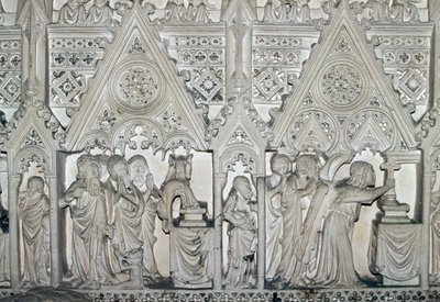 Sarcophagus o Pedro I (1320-1367) faʻatasi ai ma vaaiga mai le olaga o St Bartholomew, falesa o Alcobaca monastery (UNESCO World Heritage Listswed av Benjamin Baud