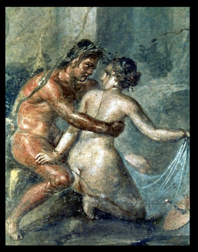 Satyr och Maenad, detalj från en väggmålning i Pompeji av Unbekannter Künstler