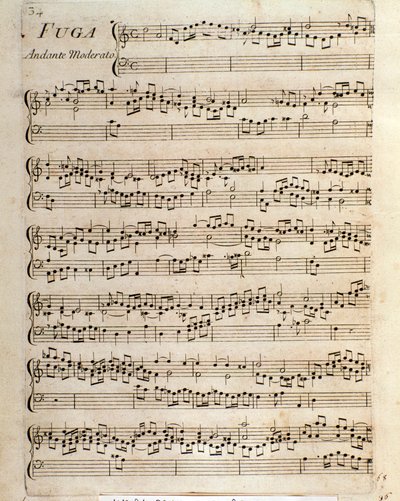 Notsida för Fuga i stycken för cembalo av Domenico Scarlatti av Unbekannter Künstler
