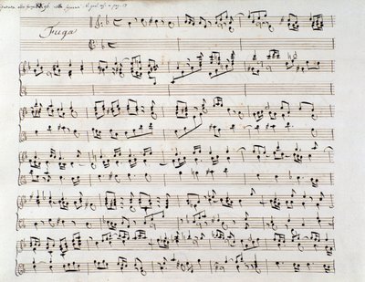 Notblad till Händels fuga från ett manuskript som innehåller två verk, av Domenico Scarlatti och av Friedrich Händel av Unbekannter Künstler