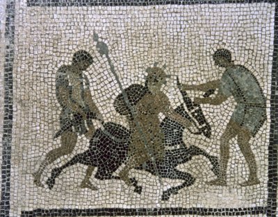 Silenus på en åsna, detalj från en mosaik av Unbekannter Künstler