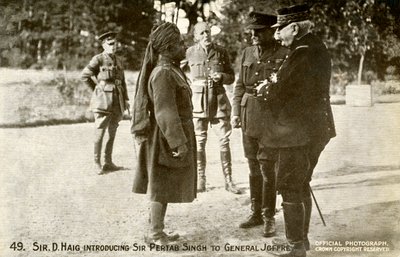 Sir Douglad Haig presenterar Pertab Singh för Joffre av Unbekannter Künstler
