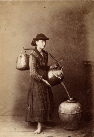 Små metier: porträtt av en vattenbärare. 1800-tal Tryck på kartong Dim. 6x8,7 cm av Unbekannt