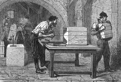 Tvåltillverkning, Marseille, ca 1880 (gravyr) av Unbekannter Künstler