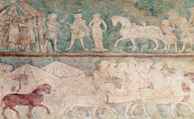 Spanien, Aragon, Zaragoza, Aljaferia Palace, Fresco detalj av Benjamin Baud